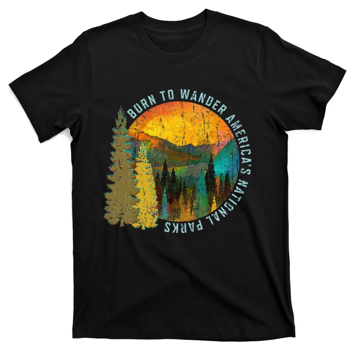 Born To Wander Americas National Parks Vintage T-Shirt