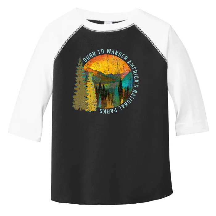 Born To Wander Americas National Parks Vintage Toddler Fine Jersey T-Shirt