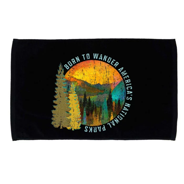 Born To Wander Americas National Parks Vintage Microfiber Hand Towel