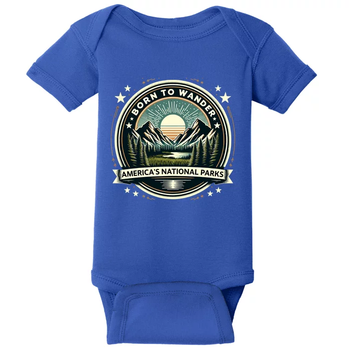 Born To Wander Americas National Parks Vintage Cute Gift Baby Bodysuit