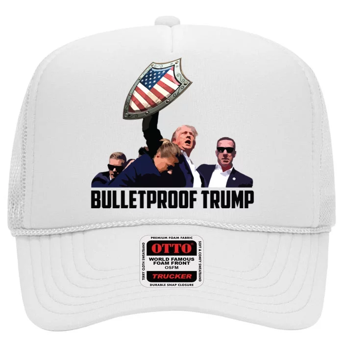 Bulletproof Trump You Cant Kill Freedom Trump Shot High Crown Mesh Trucker Hat