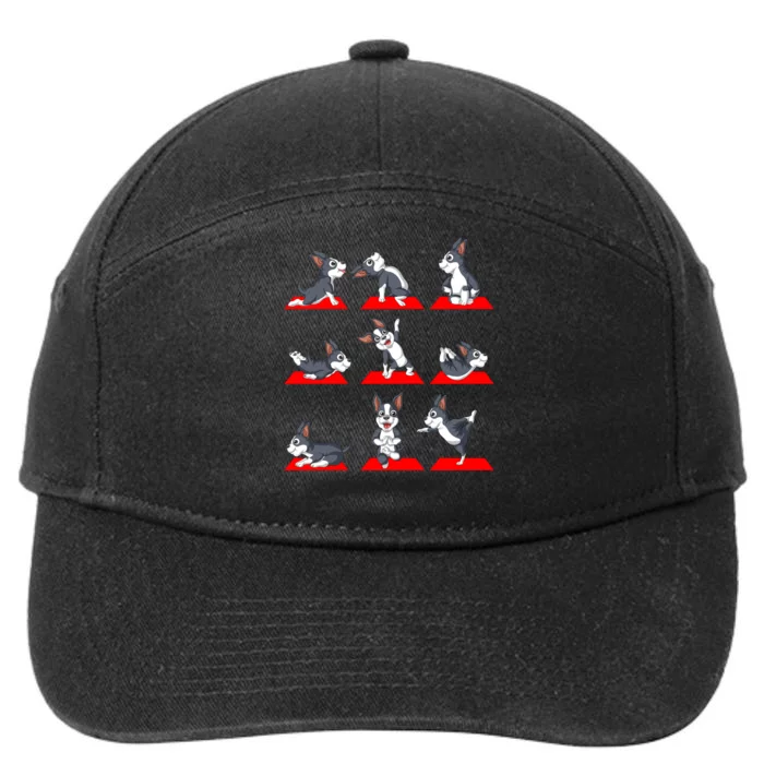 Boston Terrier Yoga 7-Panel Snapback Hat