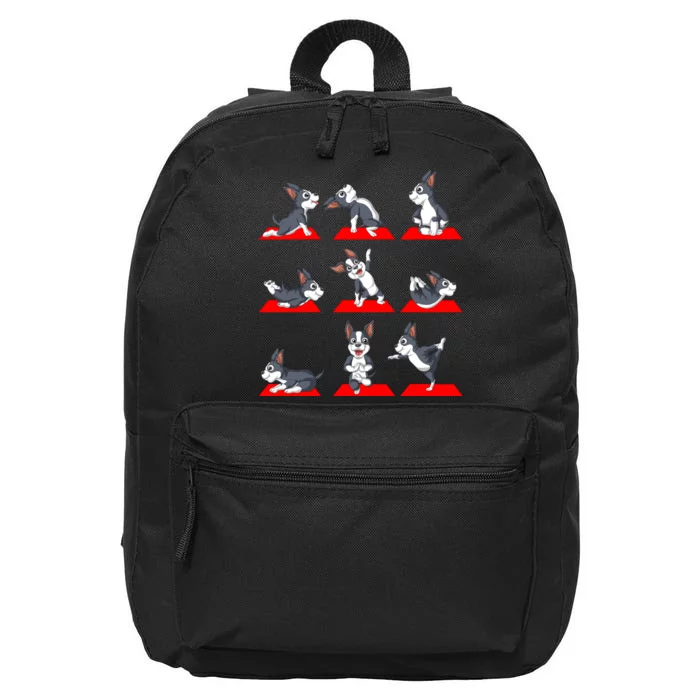 Boston Terrier Yoga 16 in Basic Backpack