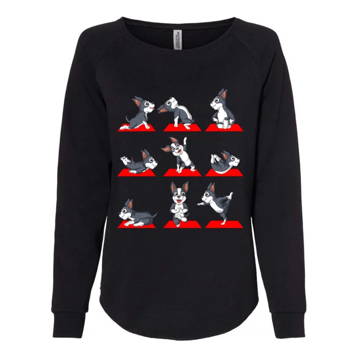 Boston Terrier Yoga Womens California Wash Sweatshirt