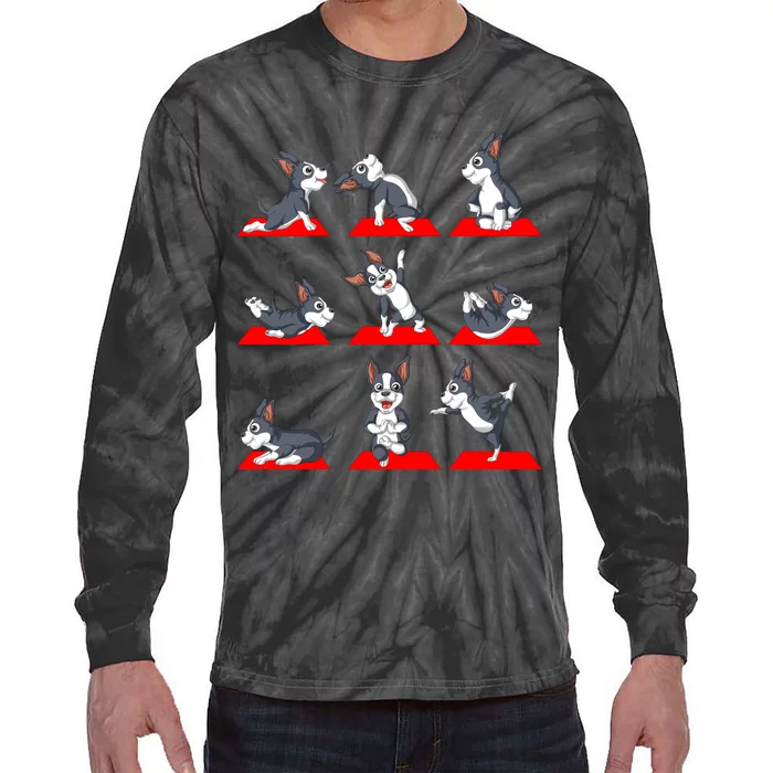 Boston Terrier Yoga Tie-Dye Long Sleeve Shirt