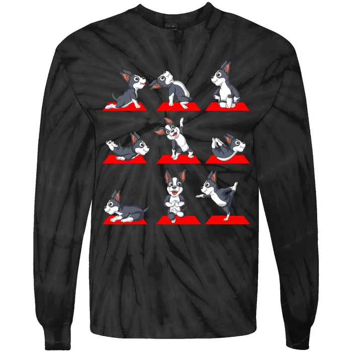 Boston Terrier Yoga Tie-Dye Long Sleeve Shirt