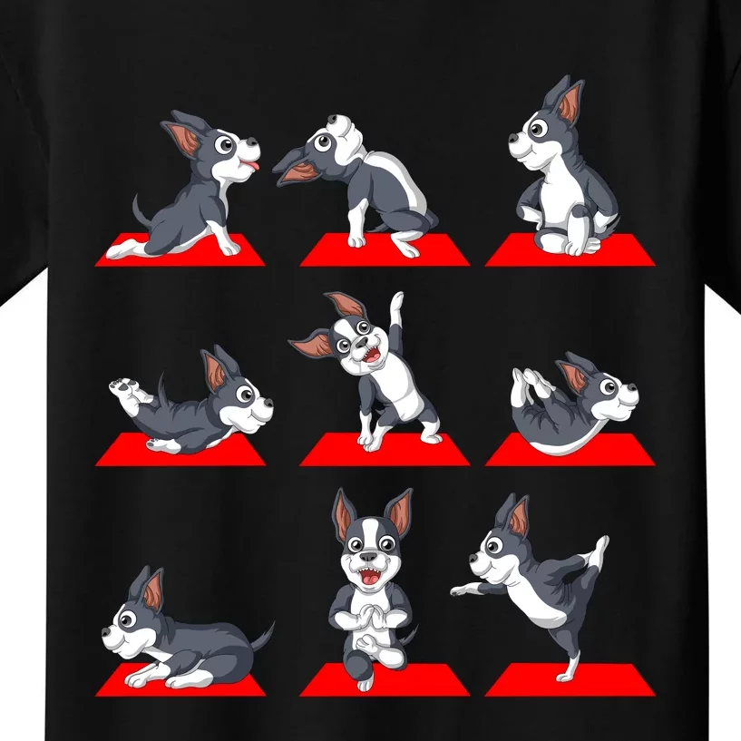 Boston Terrier Yoga Kids T-Shirt