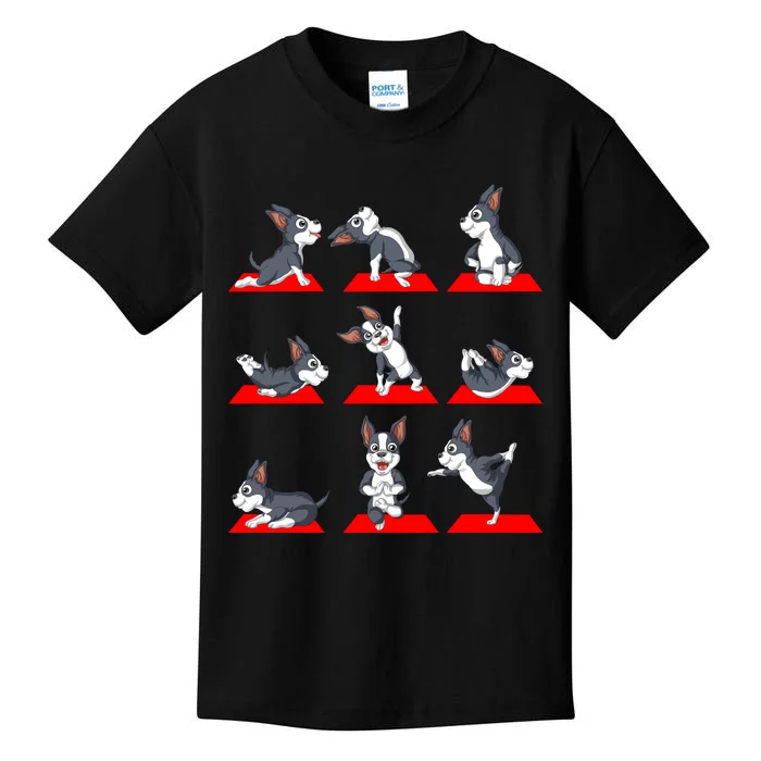 Boston Terrier Yoga Kids T-Shirt