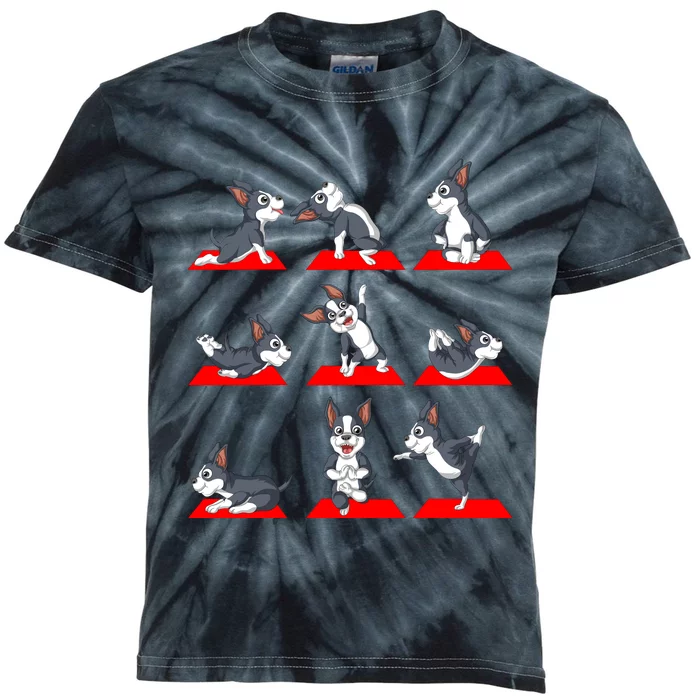 Boston Terrier Yoga Kids Tie-Dye T-Shirt