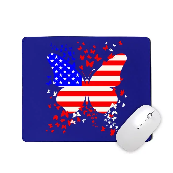 Butterfly Usa 4th July American Flag Patriotic Gift Mousepad