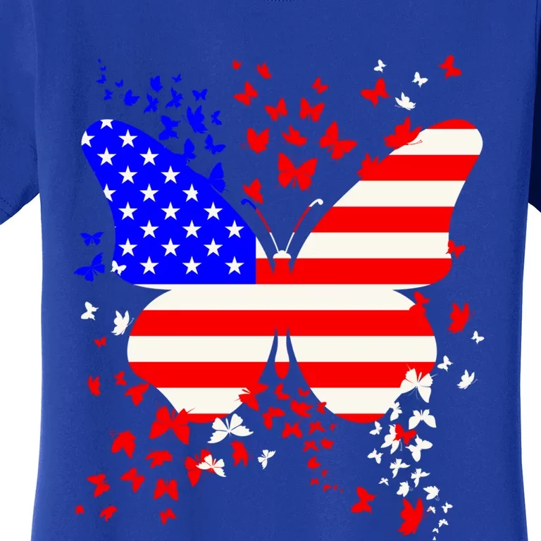 Butterfly Usa 4th July American Flag Patriotic Gift Women's T-Shirt