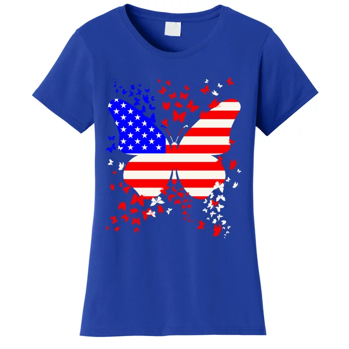 Butterfly Usa 4th July American Flag Patriotic Gift Women's T-Shirt