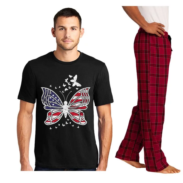 Butterfly Usa American Flag Cute Butterflies Gift Pajama Set