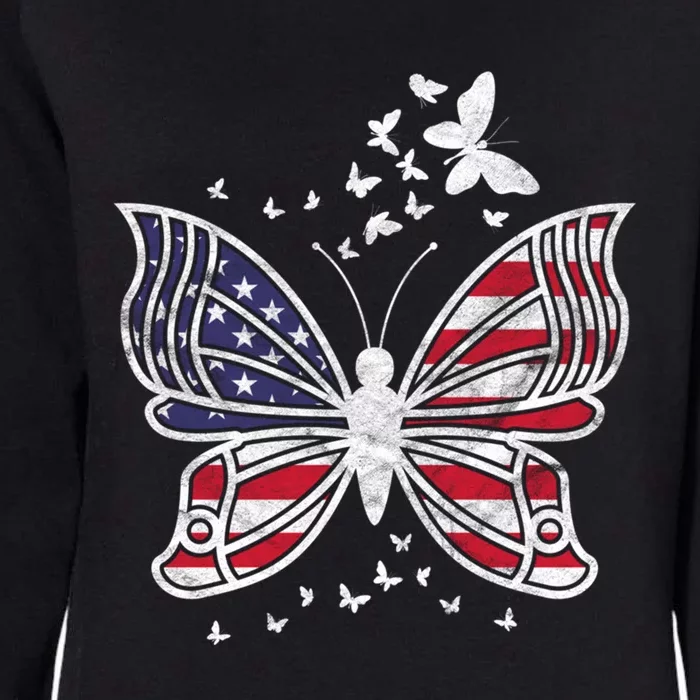 Butterfly Usa American Flag Cute Butterflies Gift Womens California Wash Sweatshirt