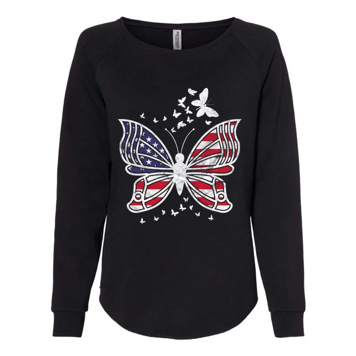 Butterfly Usa American Flag Cute Butterflies Gift Womens California Wash Sweatshirt