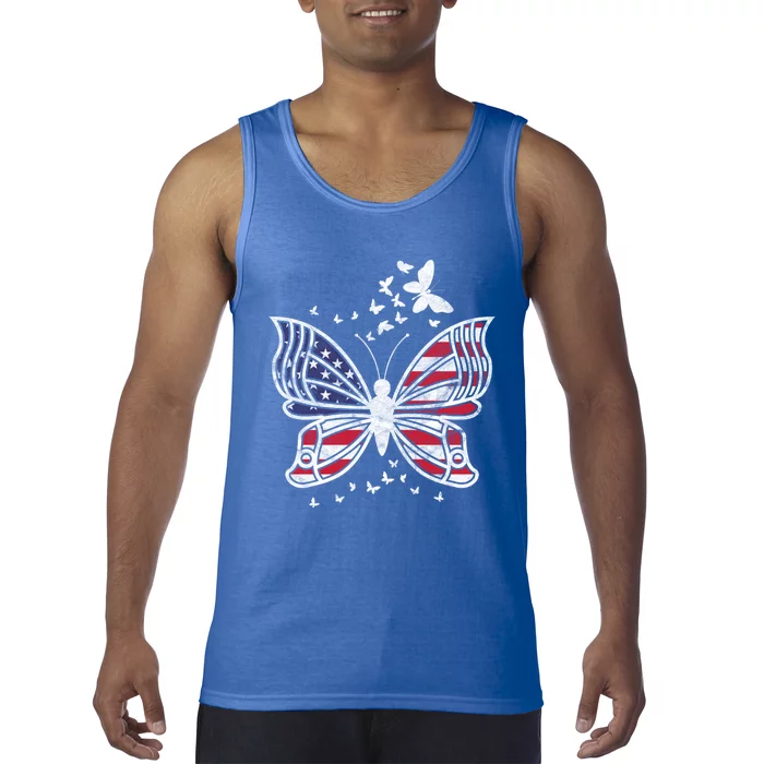 Butterfly Usa American Flag Cute Butterflies Gift Tank Top