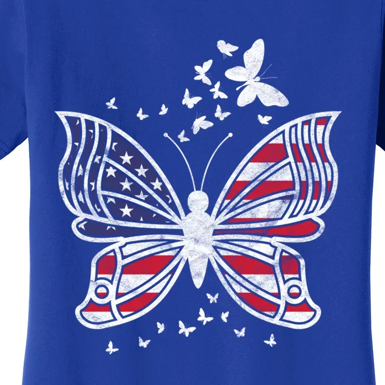 Butterfly Usa American Flag Cute Butterflies Gift Women's T-Shirt