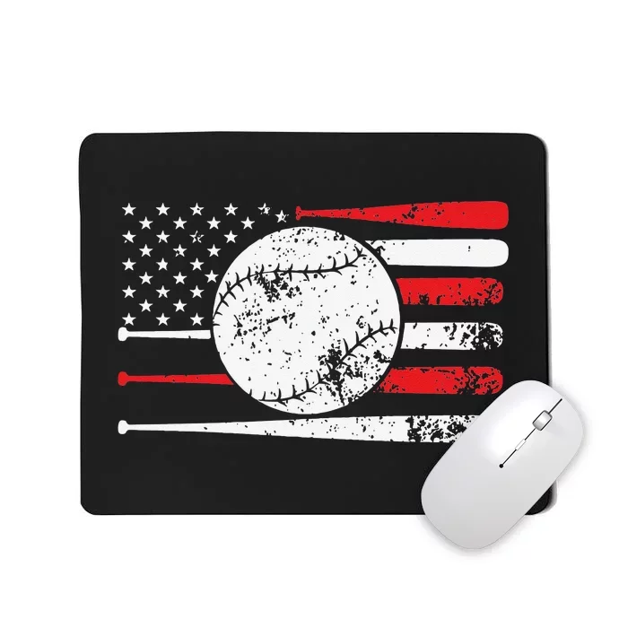 Baseball USA American Flag Vintage Retro Baseball Mousepad