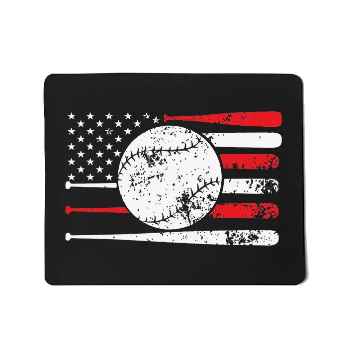 Baseball USA American Flag Vintage Retro Baseball Mousepad