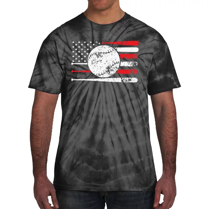 Baseball USA American Flag Vintage Retro Baseball Tie-Dye T-Shirt