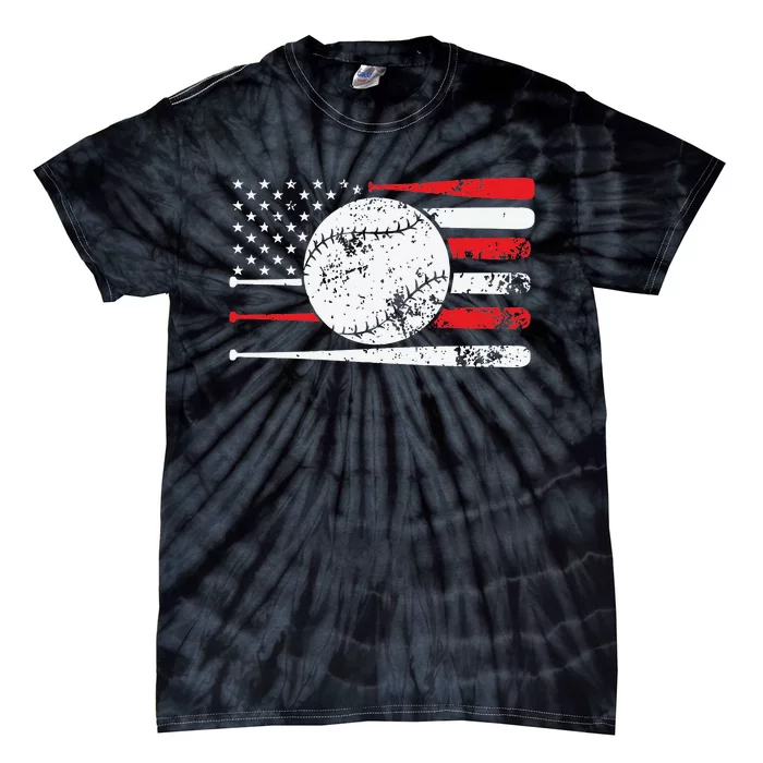 Baseball USA American Flag Vintage Retro Baseball Tie-Dye T-Shirt