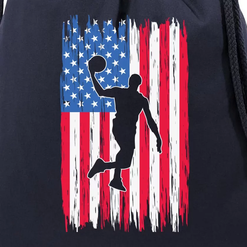 Basketball USA American Flag Bball Coach Team Player Drawstring Bag