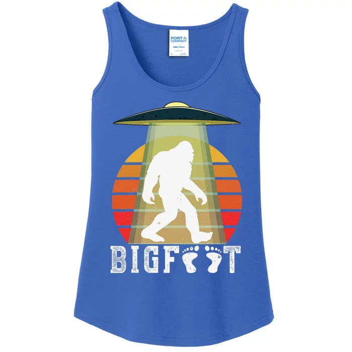 Bigfoot UFO Abduction Funny Sasquatch Halloween Design Idea Ladies Essential Tank