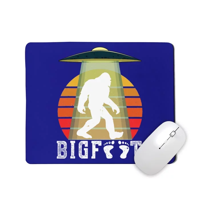 Bigfoot UFO Abduction Funny Sasquatch Halloween Design Idea Mousepad