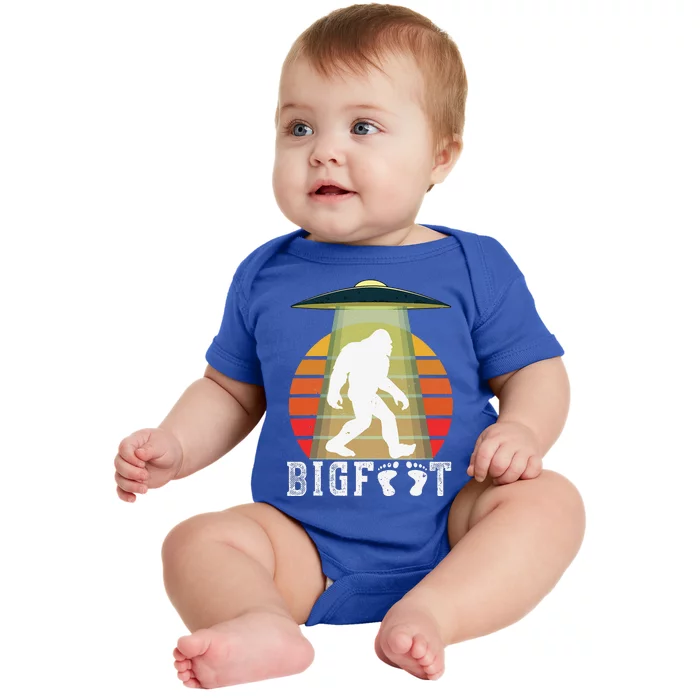 Bigfoot UFO Abduction Funny Sasquatch Halloween Design Idea Baby Bodysuit