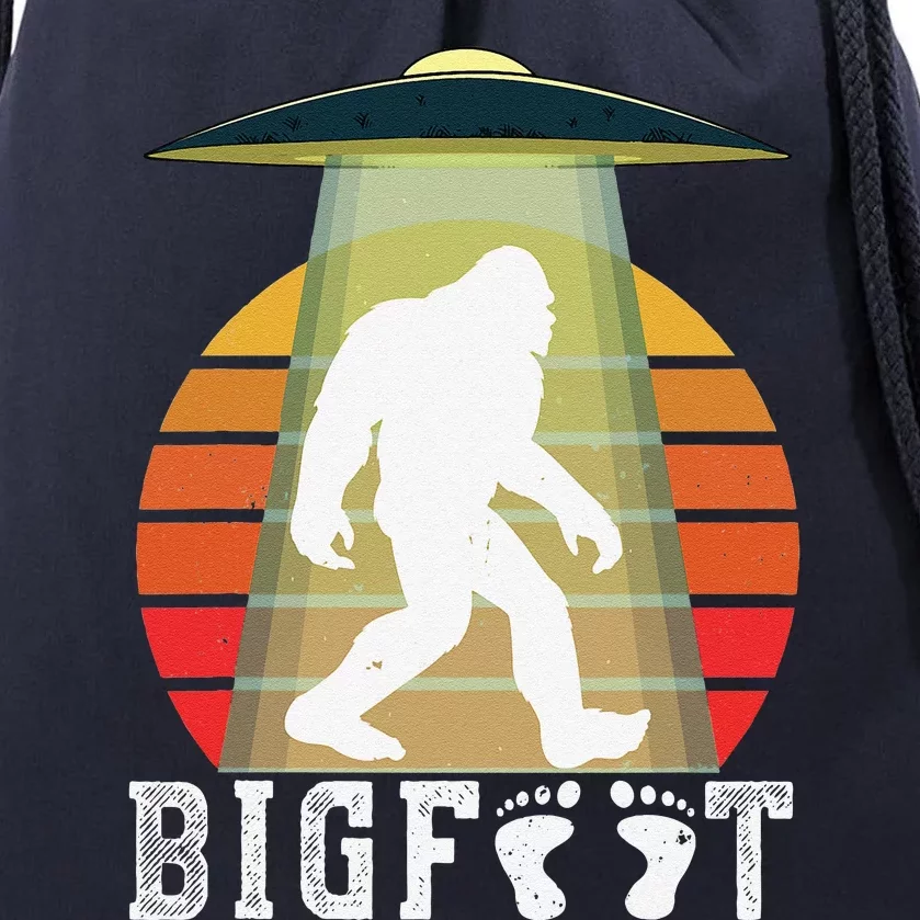 Bigfoot UFO Abduction Funny Sasquatch Halloween Design Idea Drawstring Bag