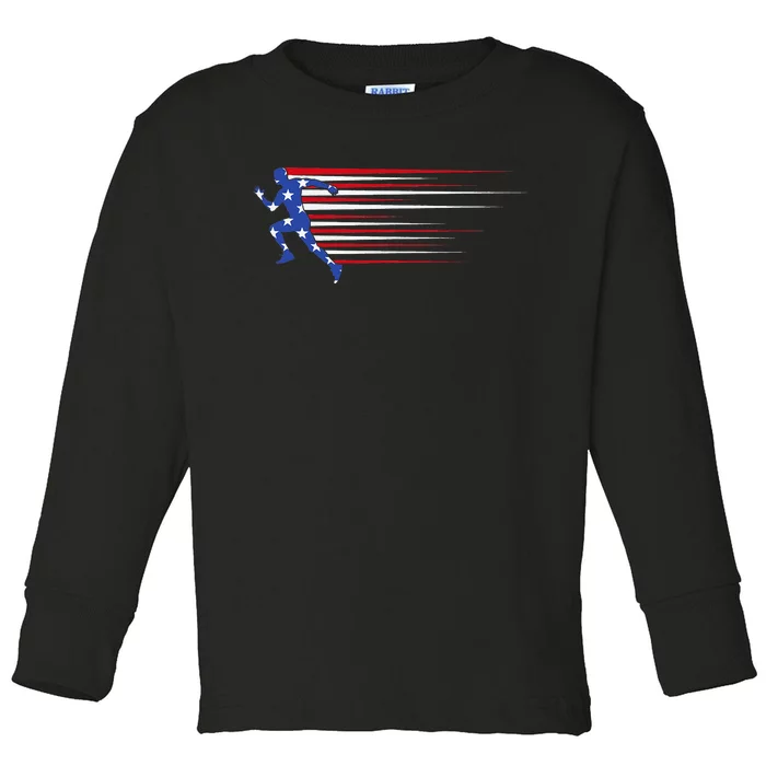 Best USA American Flag Track And Field Gift Team Toddler Long Sleeve Shirt