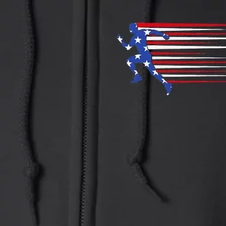 Best USA American Flag Track And Field Gift Team Full Zip Hoodie