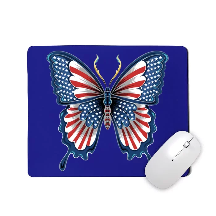 Butterfly Usa American Flag Design Patriotic Insect Lover Funny Gift Mousepad