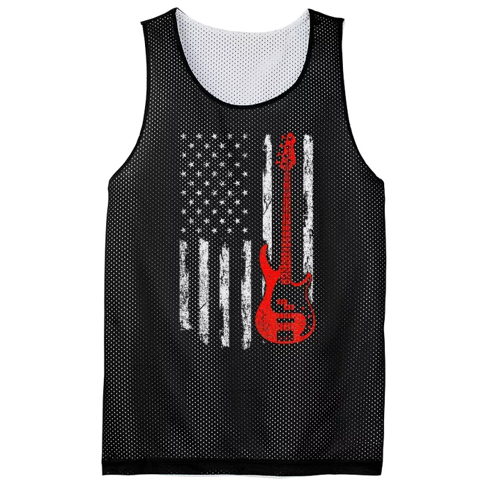 Bassist Usa American Flag Bass Guitar Player Musician Mesh Reversible Basketball Jersey Tank