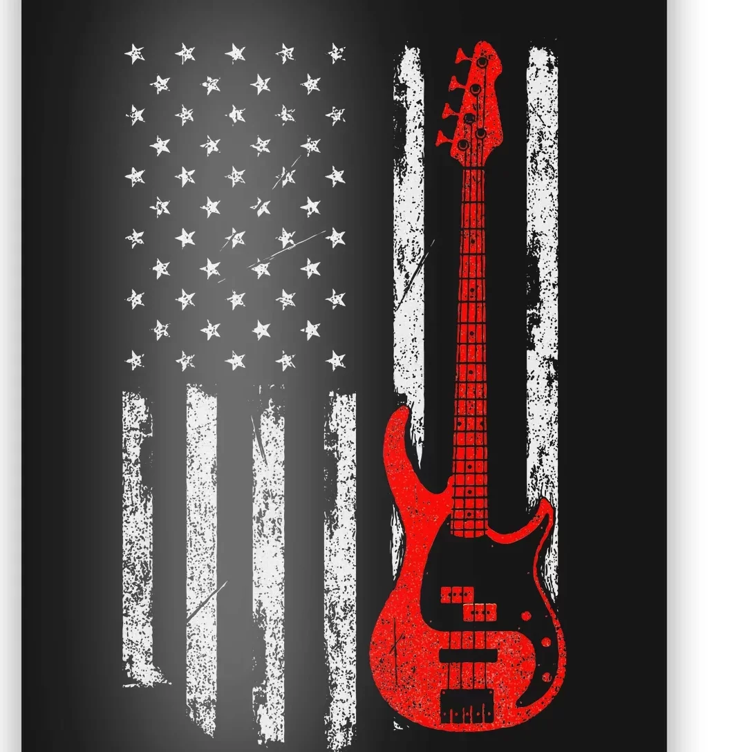 Bassist Usa American Flag Bass Guitar Player Musician Poster