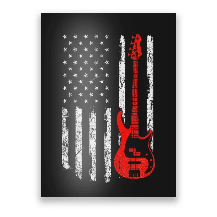 Bassist Usa American Flag Bass Guitar Player Musician Poster