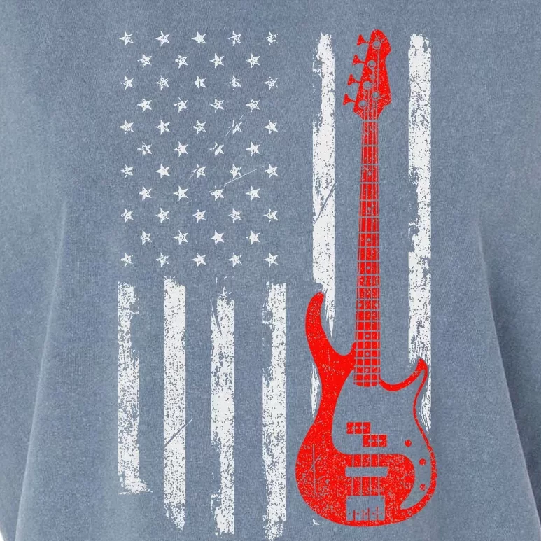 Bassist Usa American Flag Bass Guitar Player Musician Garment-Dyed Women's Muscle Tee