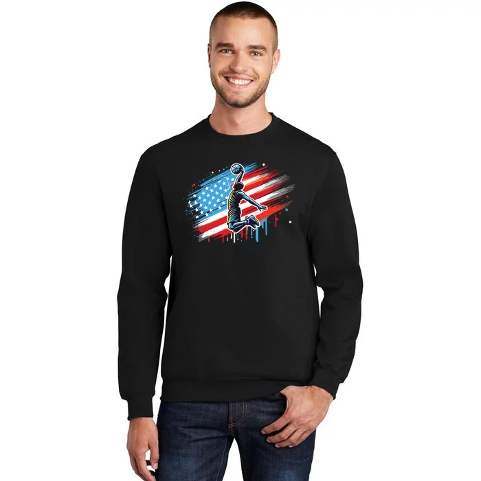 Basketball Usa American Flag Gifts Tall Sweatshirt