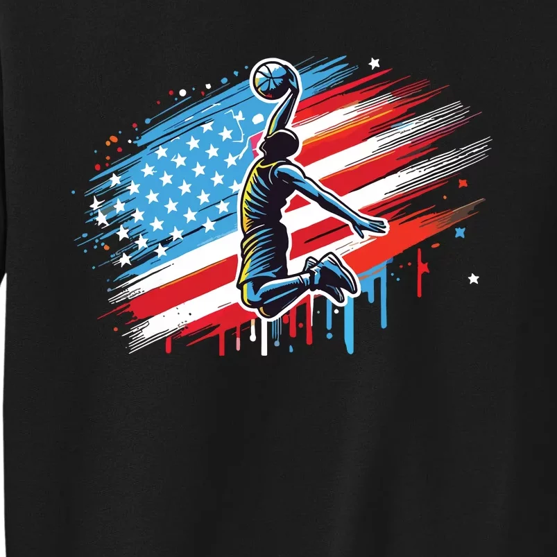 Basketball Usa American Flag Gifts Tall Sweatshirt