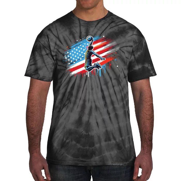 Basketball Usa American Flag Gifts Tie-Dye T-Shirt