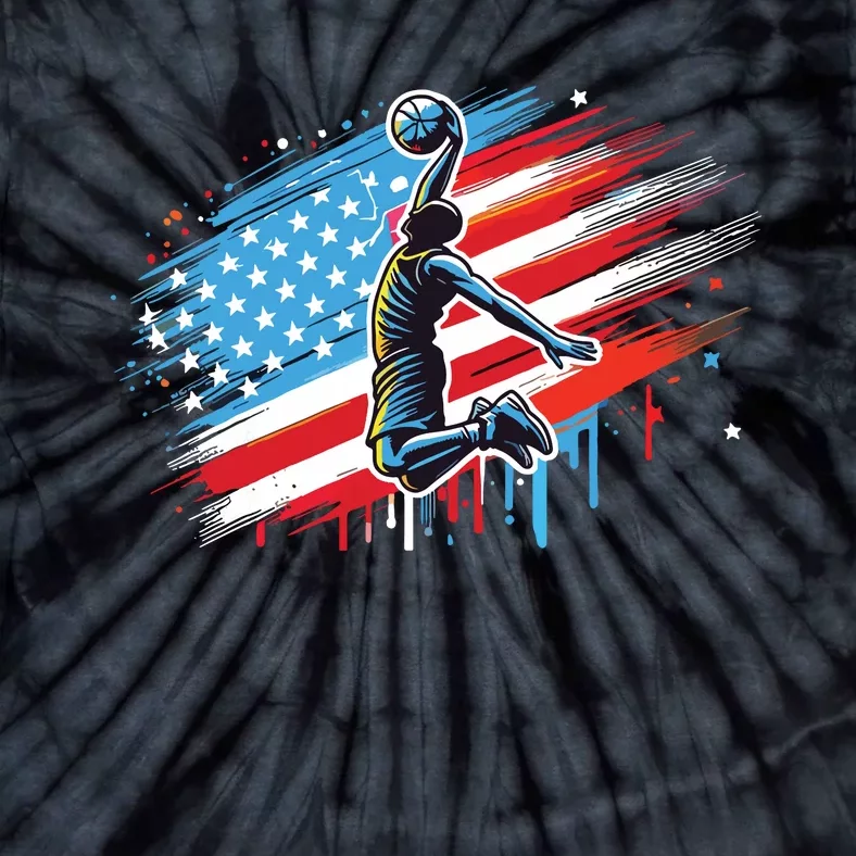 Basketball Usa American Flag Gifts Tie-Dye T-Shirt