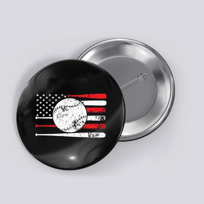 Baseball USA American Flag Vintage Retro Baseball Button