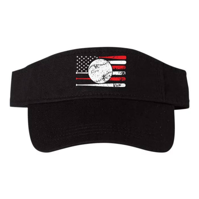 Baseball USA American Flag Vintage Retro Baseball Valucap Bio-Washed Visor