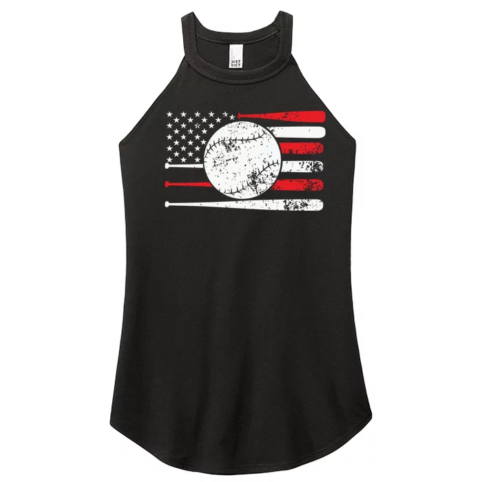 Baseball USA American Flag Vintage Retro Baseball Women’s Perfect Tri Rocker Tank