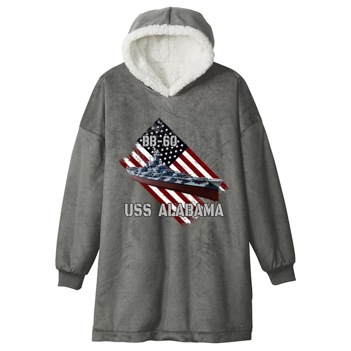 Battleship Uss Alabama Bb60 & Combat Warship Veterans Day Hooded Wearable Blanket