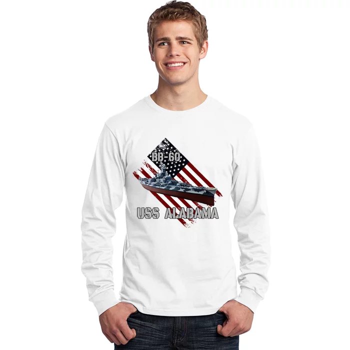 Battleship Uss Alabama Bb60 & Combat Warship Veterans Day Long Sleeve Shirt