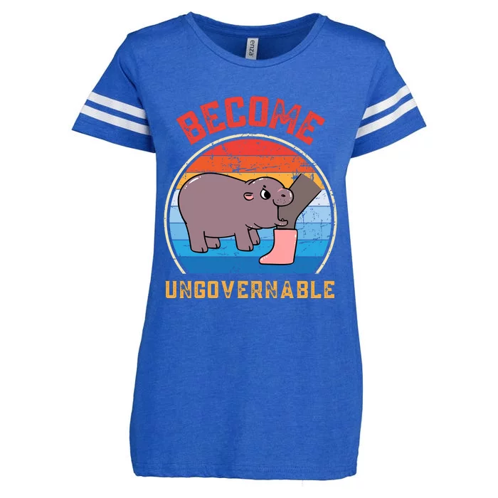 Become Ungovernable Angry Moo Deng Baby Hippo Enza Ladies Jersey Football T-Shirt