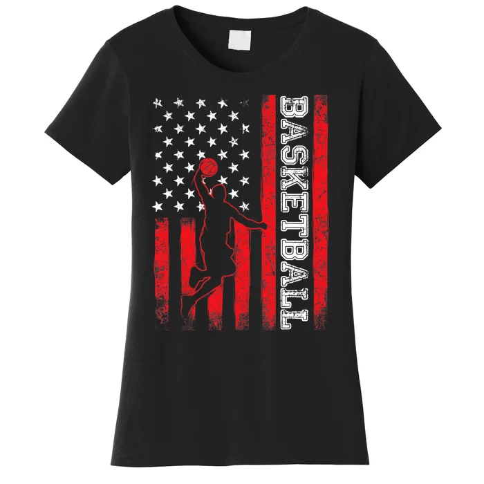 Basketball USA American Flag Sports Lover Athlete Women's T-Shirt