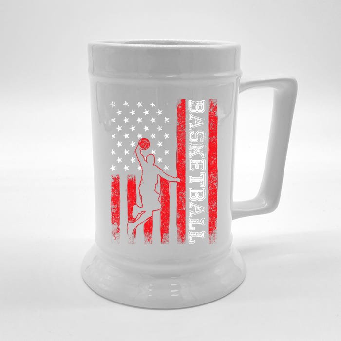 Basketball USA American Flag Sports Lover Athlete Front & Back Beer Stein