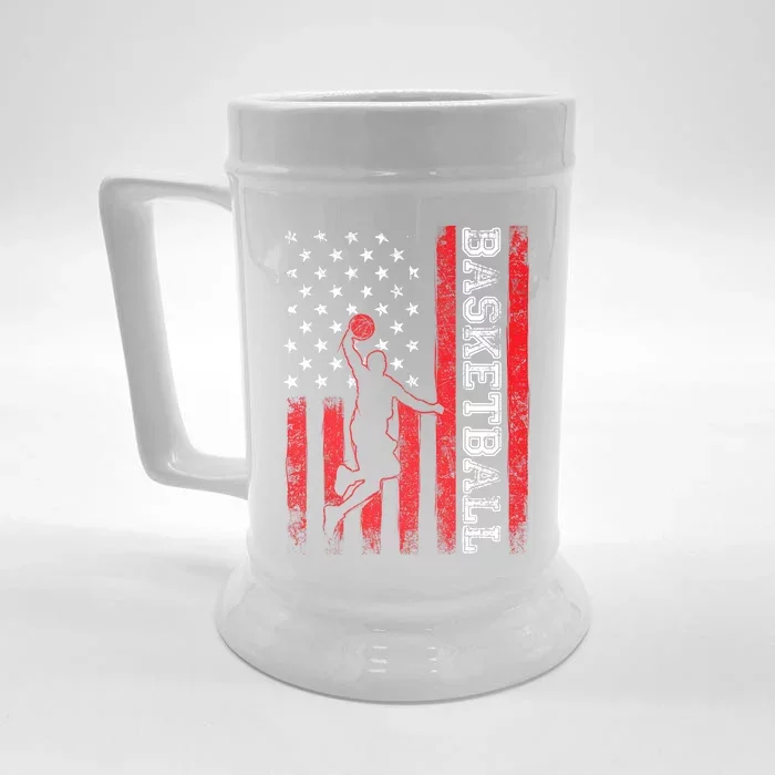 Basketball USA American Flag Sports Lover Athlete Front & Back Beer Stein